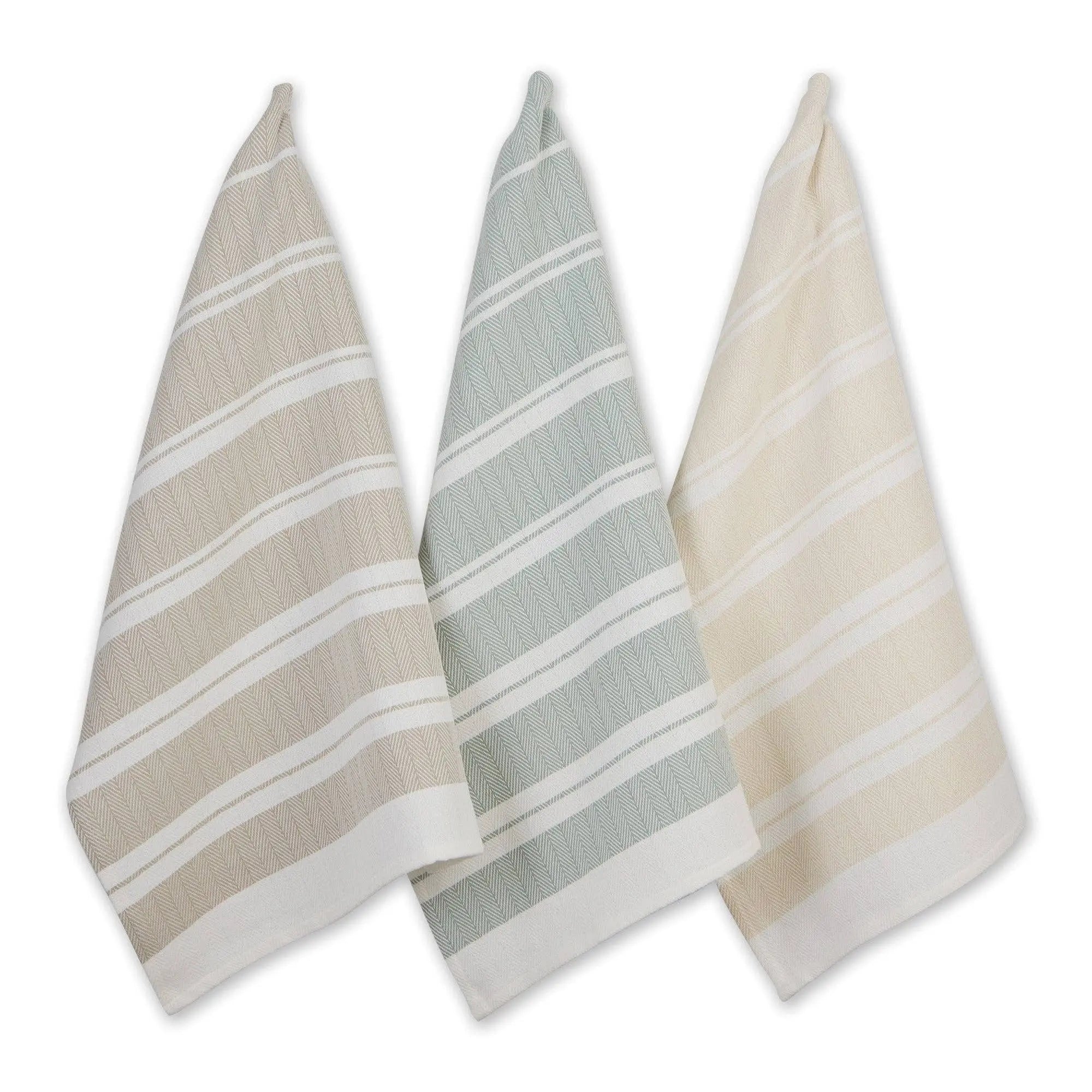 Boardwalk Herringbone Stripe Dishtowel Set of 3 Design Imports