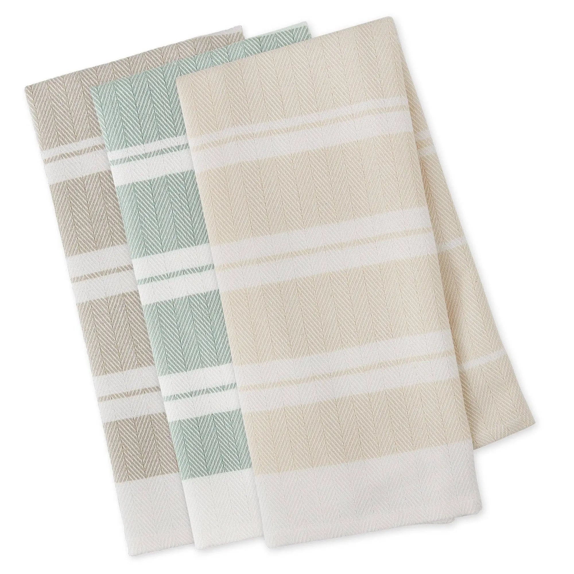 Boardwalk Herringbone Stripe Dishtowel Set of 3 Design Imports