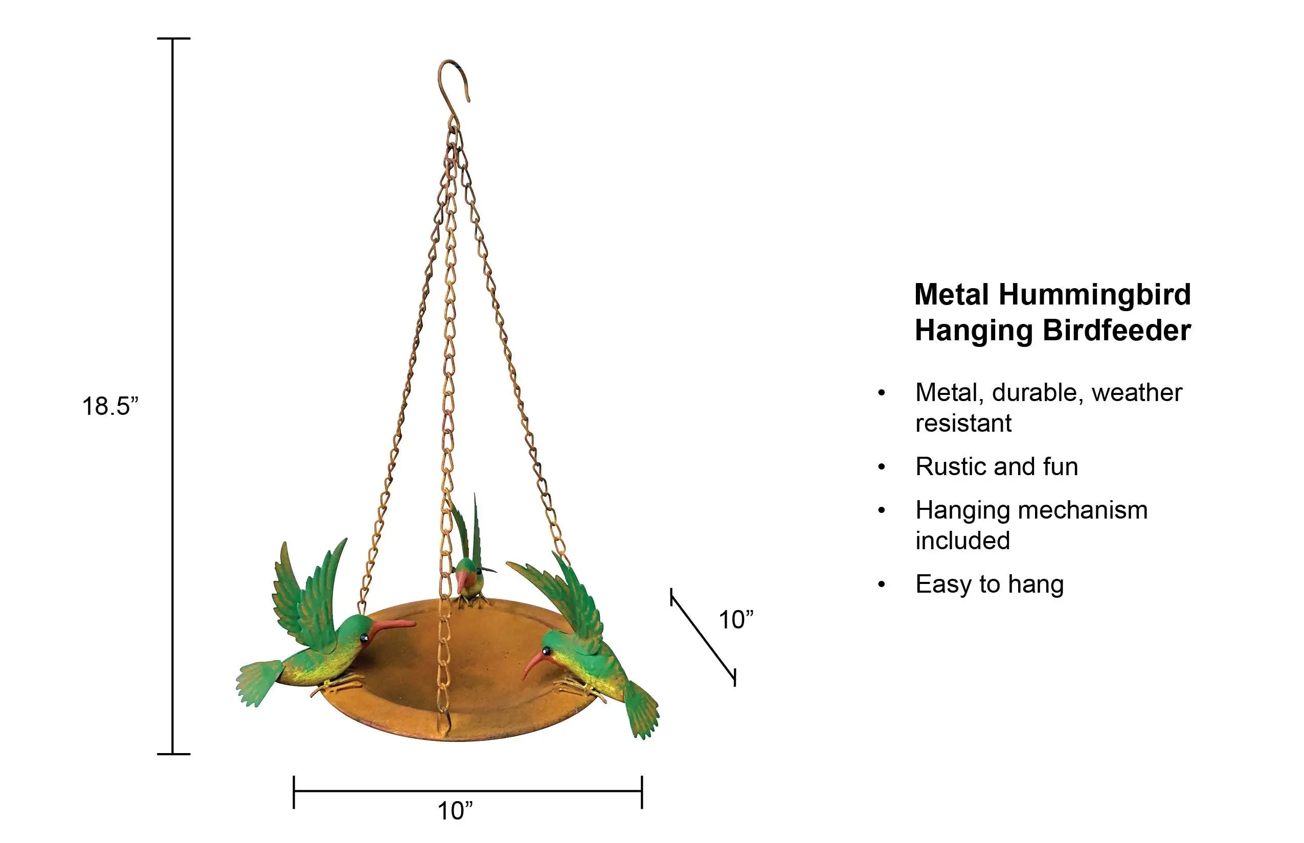 Metal Three Hummingbirds Rustic Hanging Bird Feeder Continental Art Center
