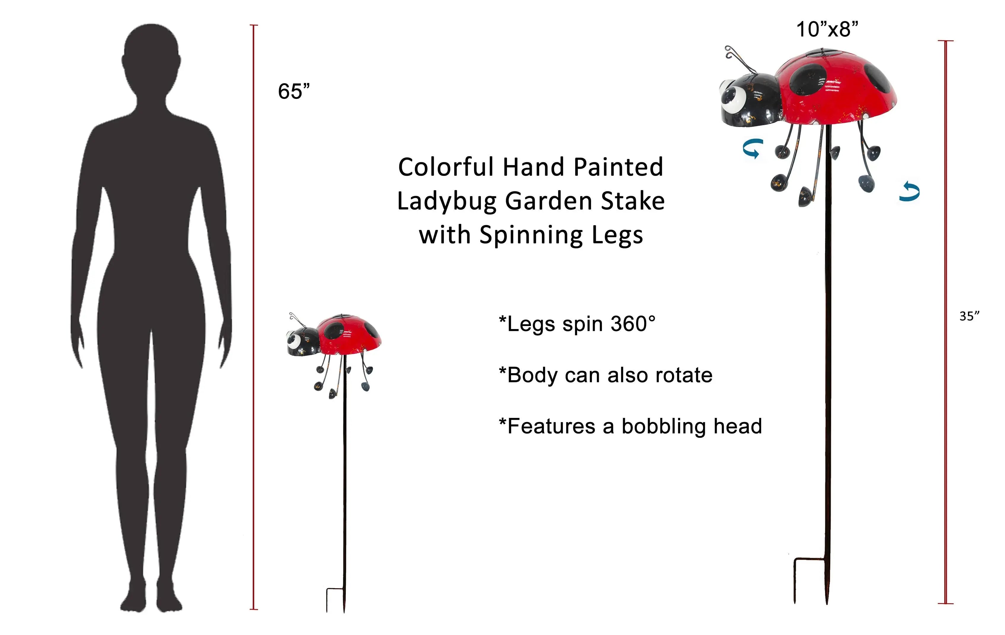 Painted and Enameled Metal Ladybug Garden Stake Continental Art Center