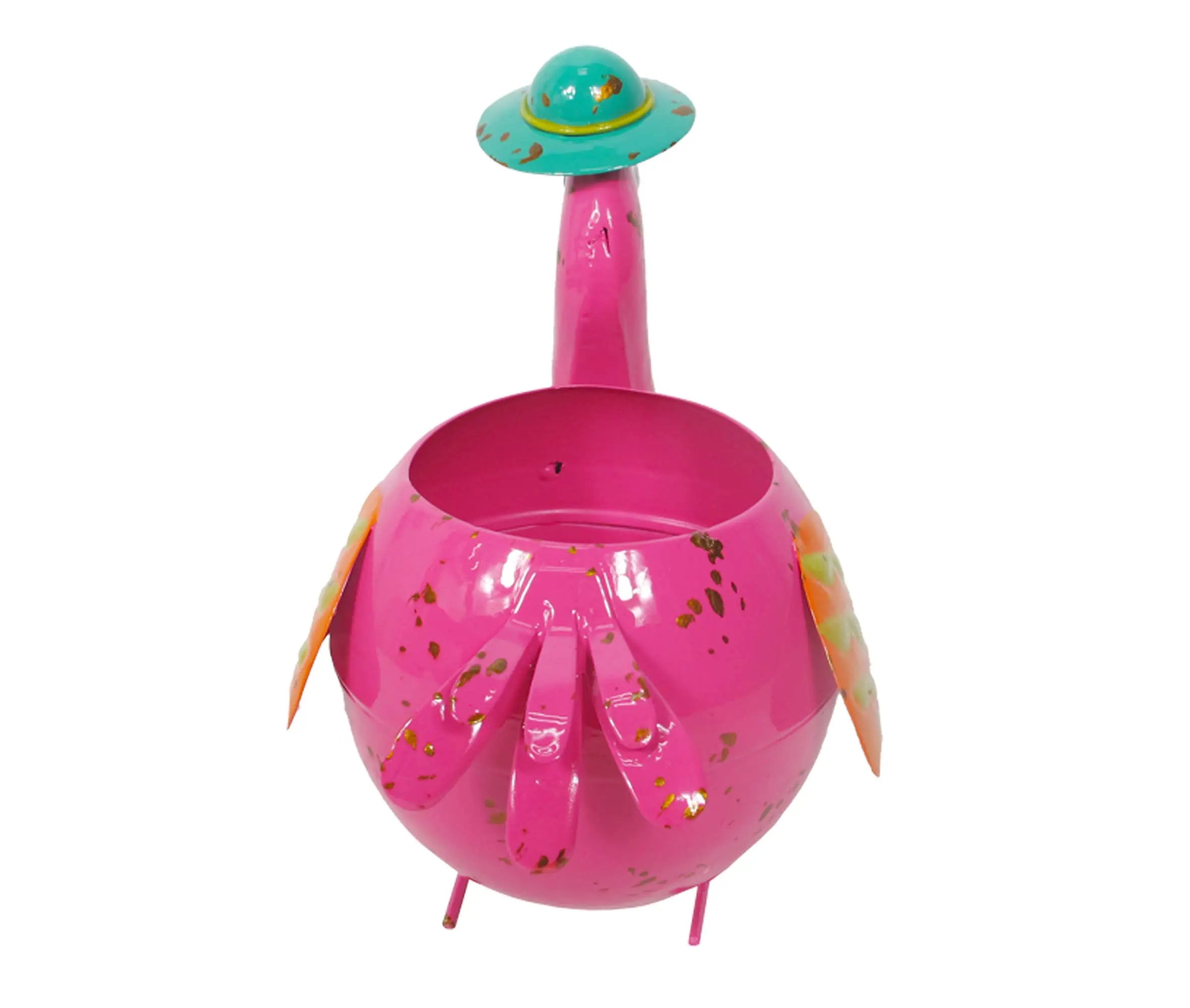 Painted and Enameled Mini Flamingo Planter Continental Art Center