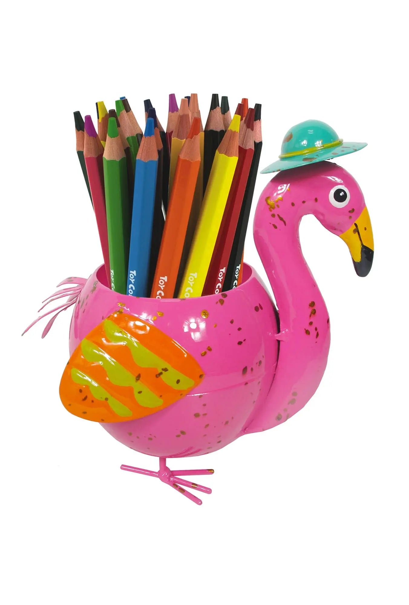 Painted and Enameled Mini Flamingo Planter Continental Art Center