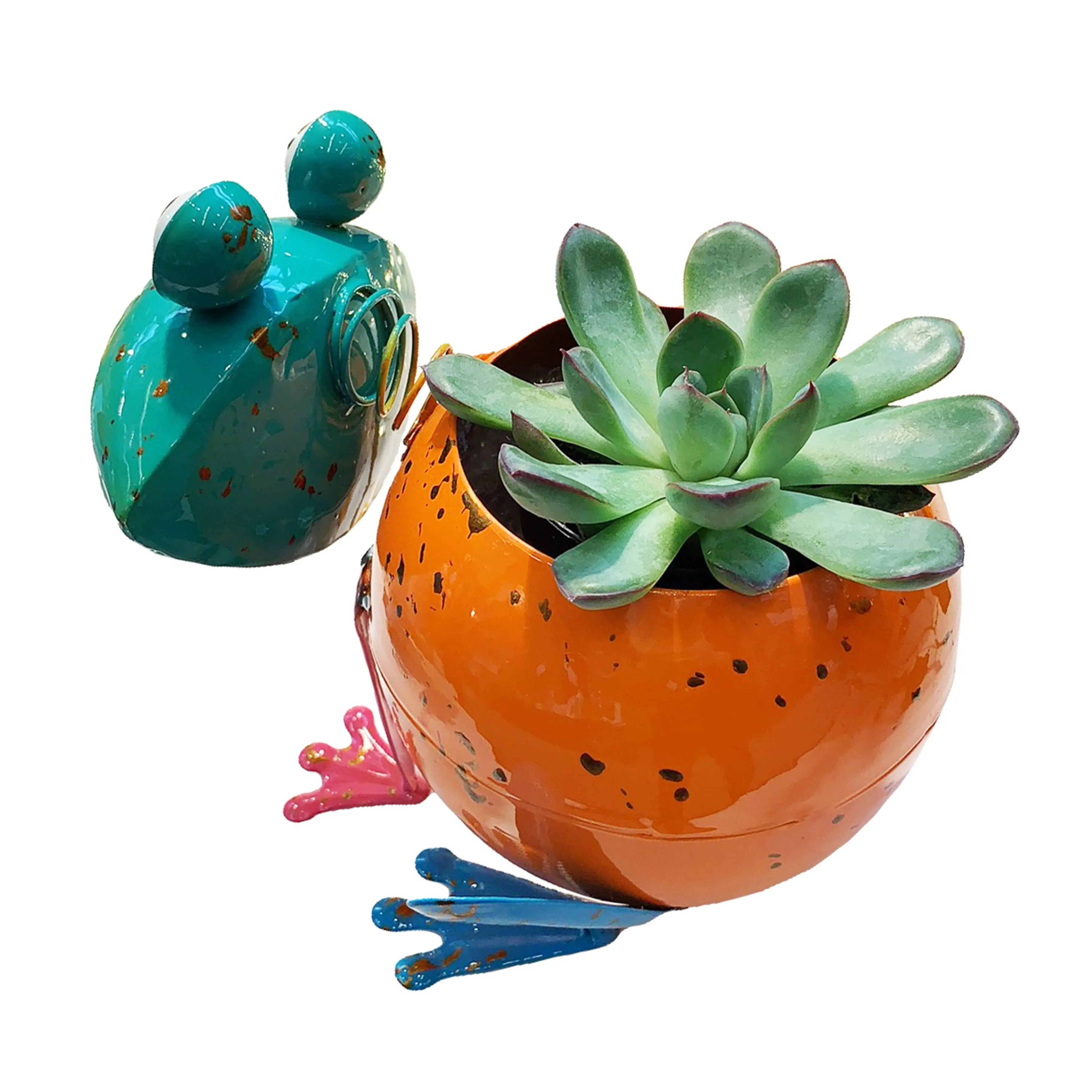 Painted and Enameled Mini Frog Planter Continental Art Center
