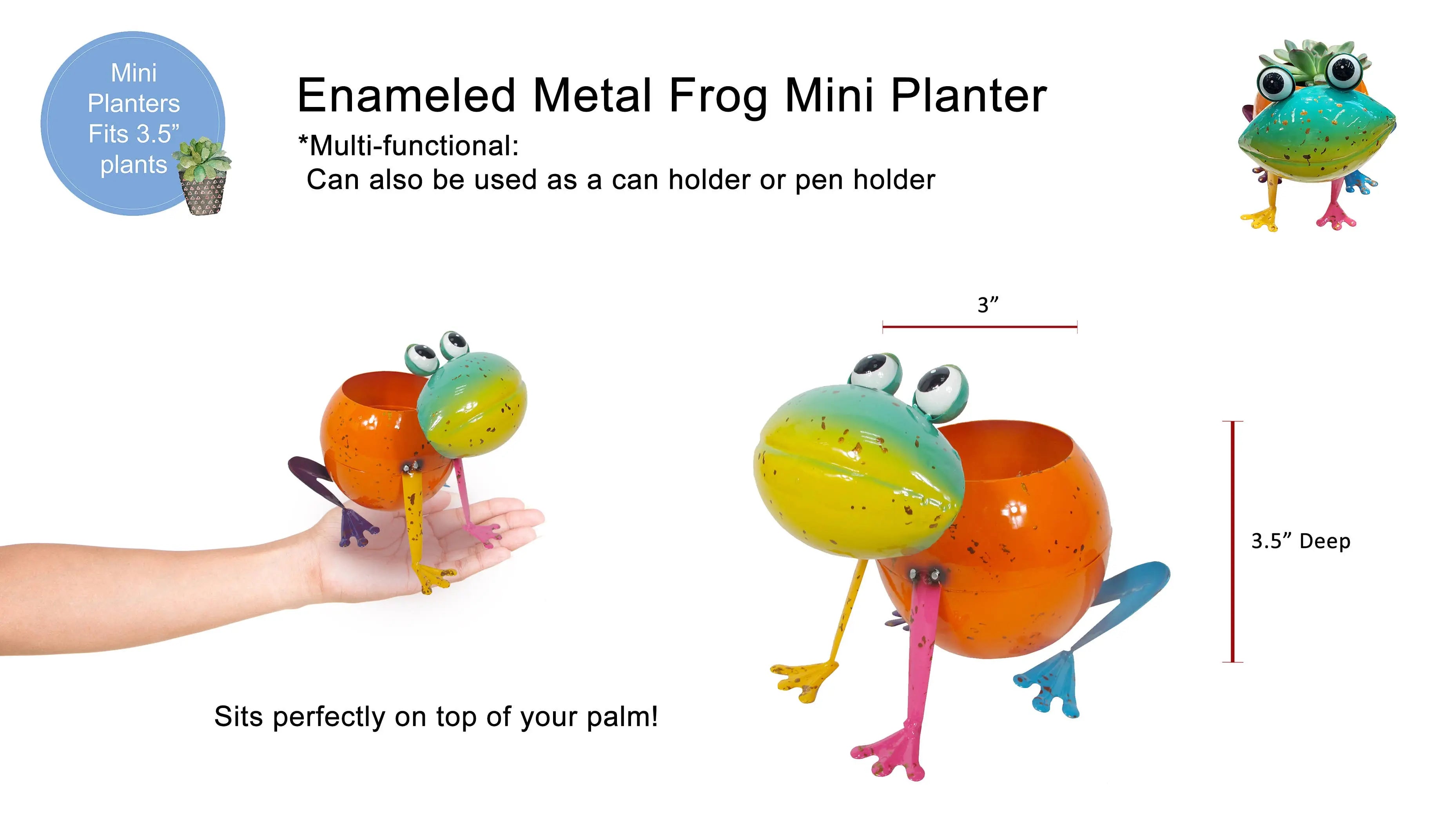 Painted and Enameled Mini Frog Planter Continental Art Center