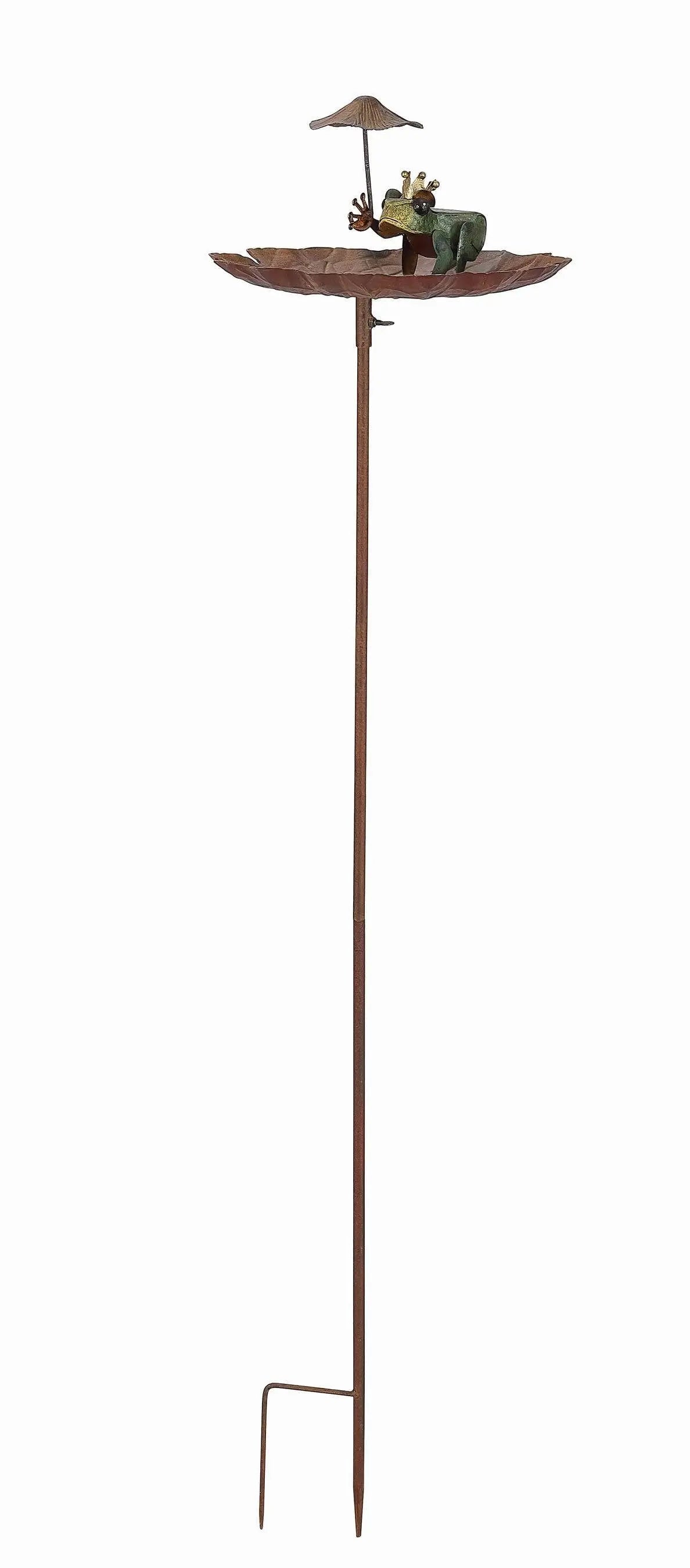 Rustic Metal Frog Bird Feeder Garden Stake Continental Art Center